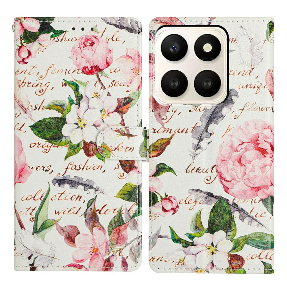 For Honor X7d 5G Case Pattern Printing Wallet Stand Flip Leather Phone Cover with Strap