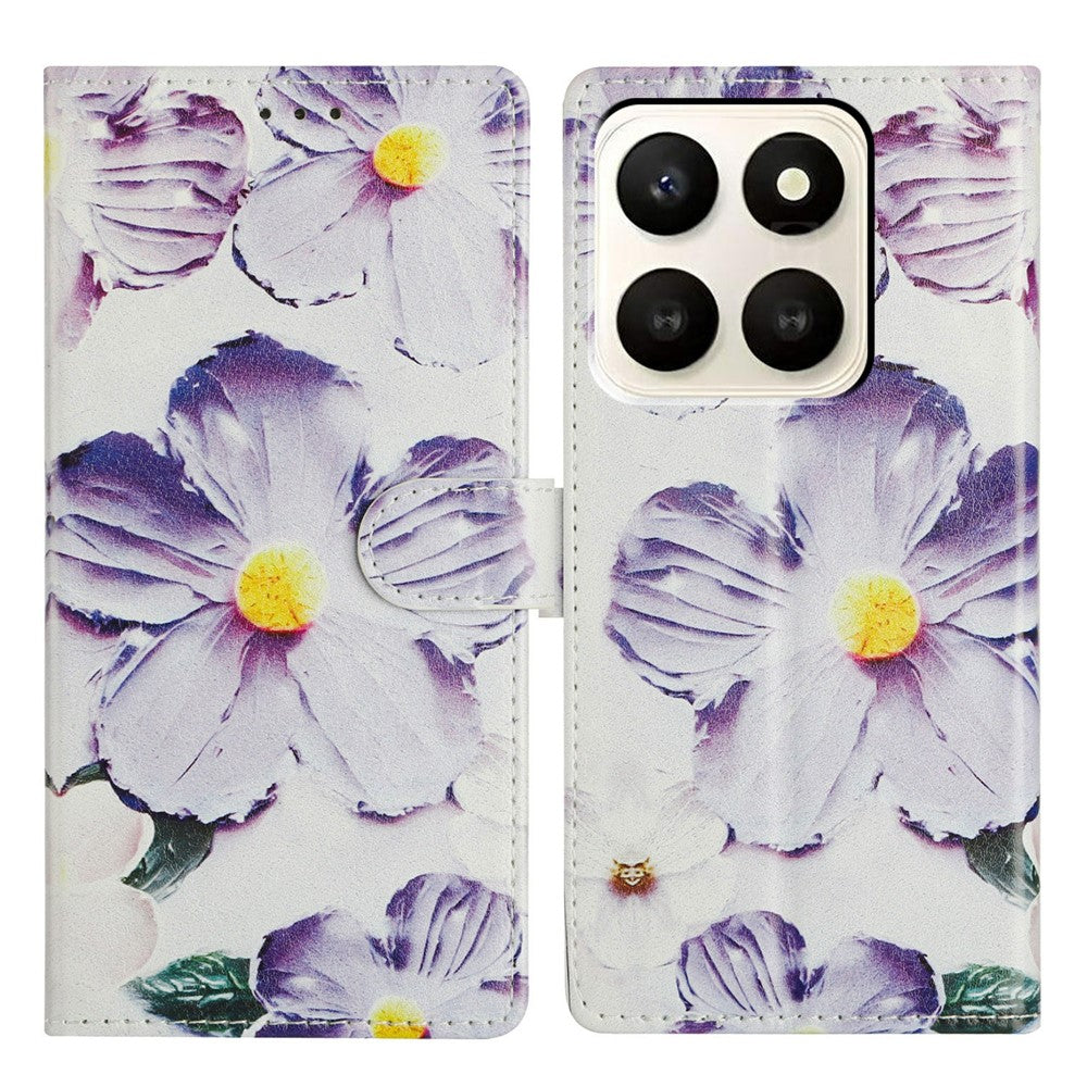 For Honor X7d 5G Case Pattern Printing Wallet Stand Flip Leather Phone Cover with Strap