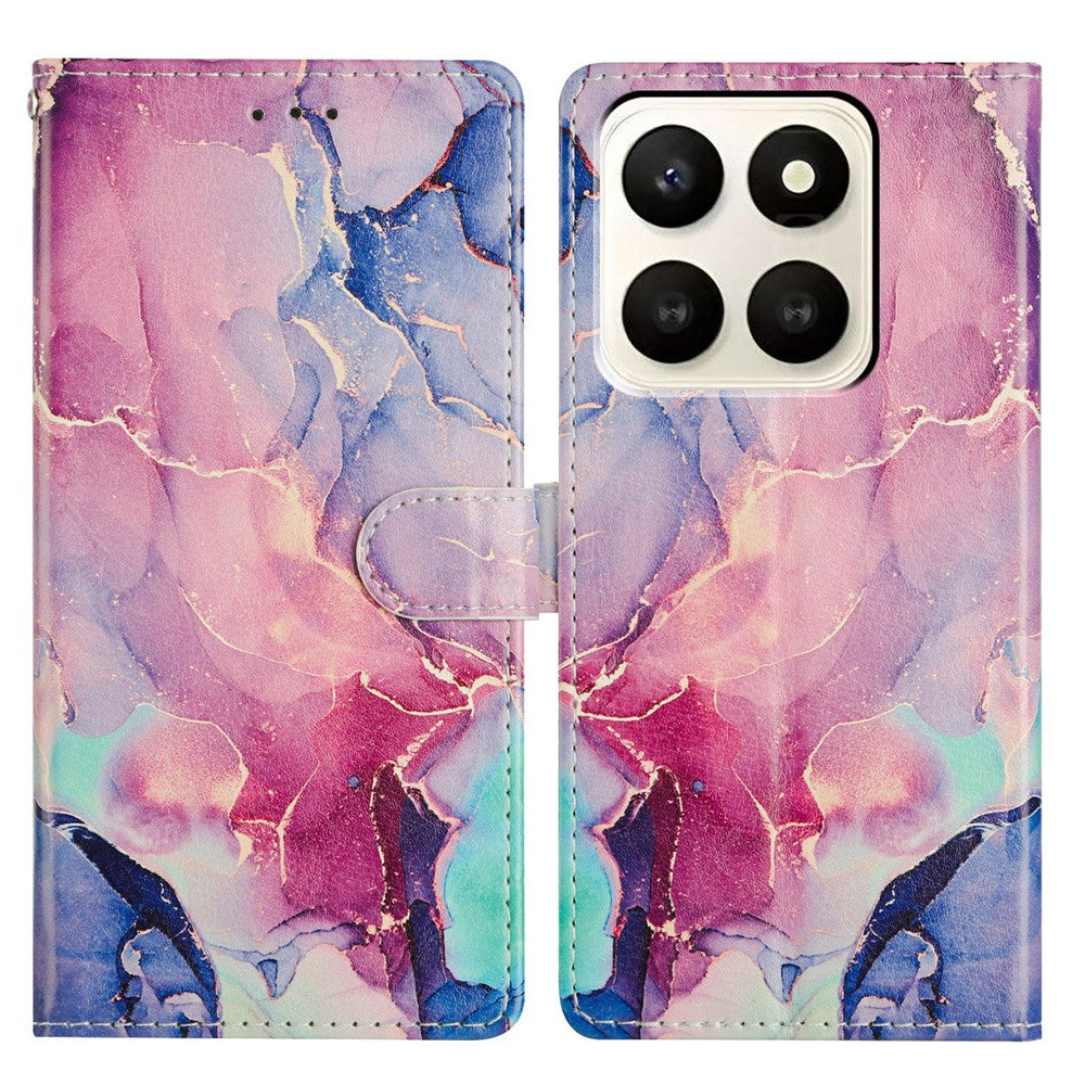 For Honor X7d 5G Case Pattern Printing Wallet Stand Flip Leather Phone Cover with Strap