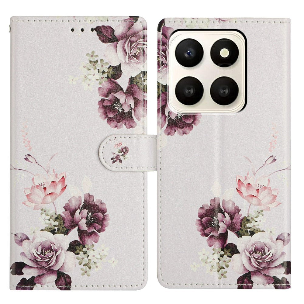 For Honor X7d 5G Case Pattern Printing Wallet Stand Flip Leather Phone Cover with Strap