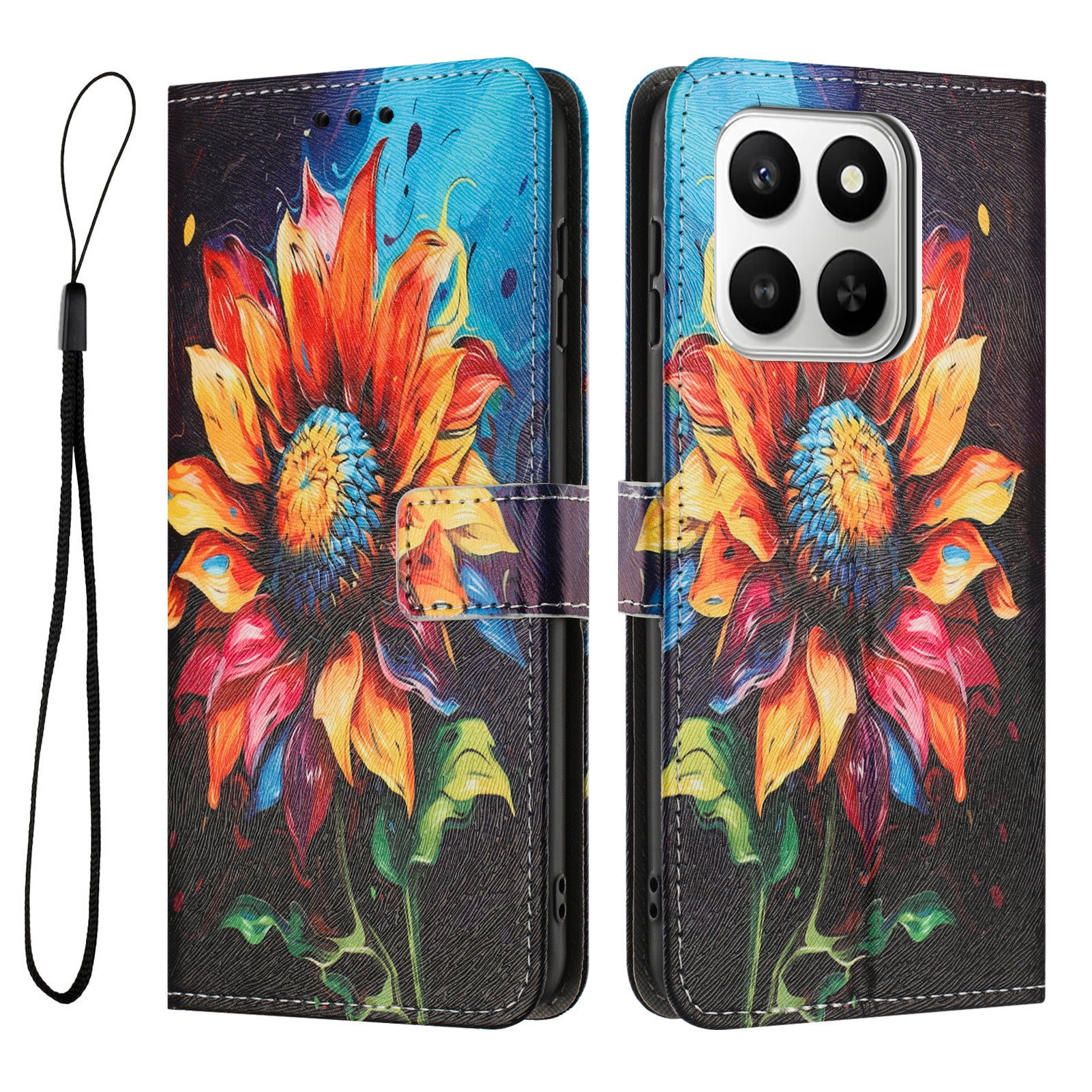 For Honor X7d 5G / Honor 400 Smart 4G Wallet Case Pattern Printing PU Leather Phone Cover with Lanyard