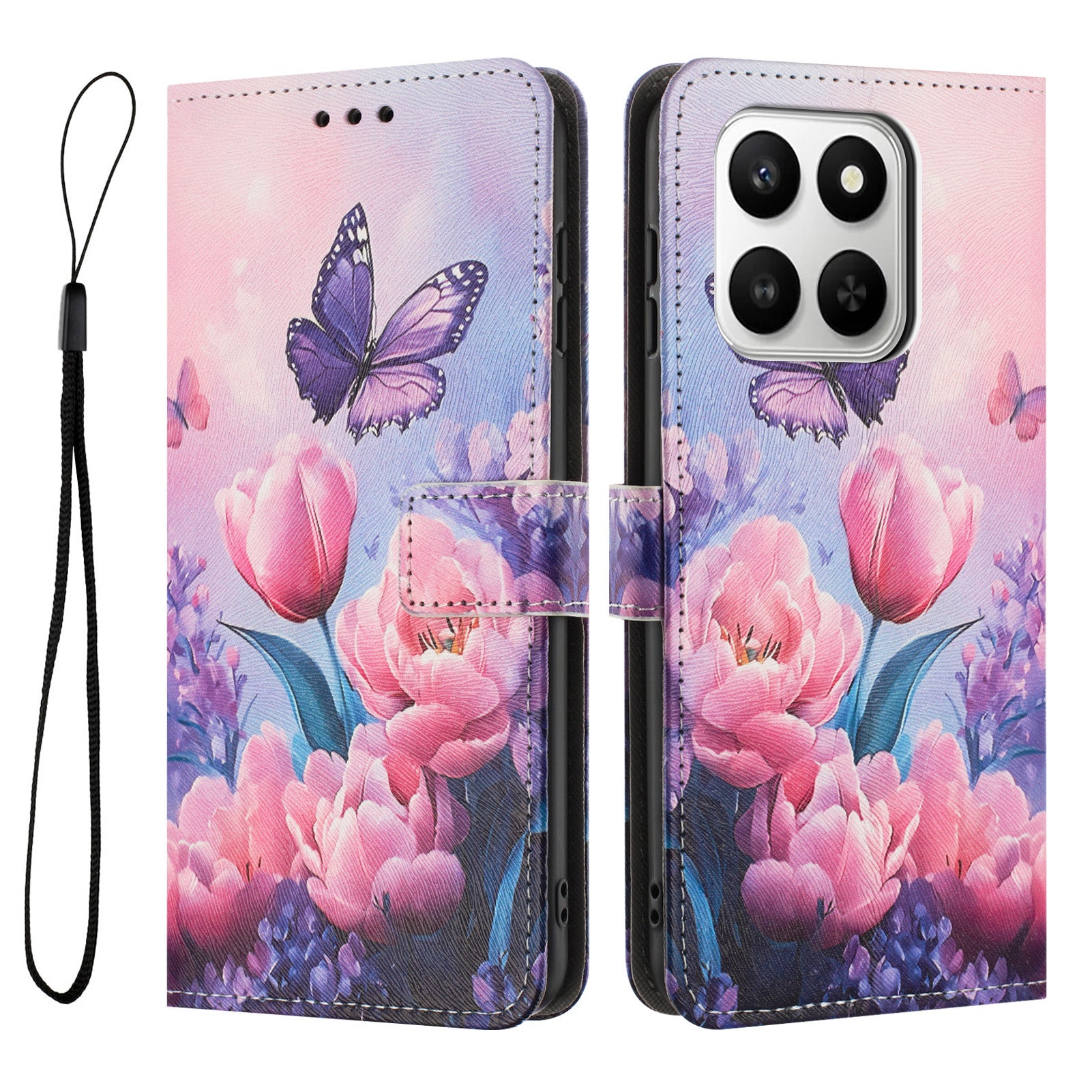 For Honor X7d 5G / Honor 400 Smart 4G Wallet Case Pattern Printing PU Leather Phone Cover with Lanyard