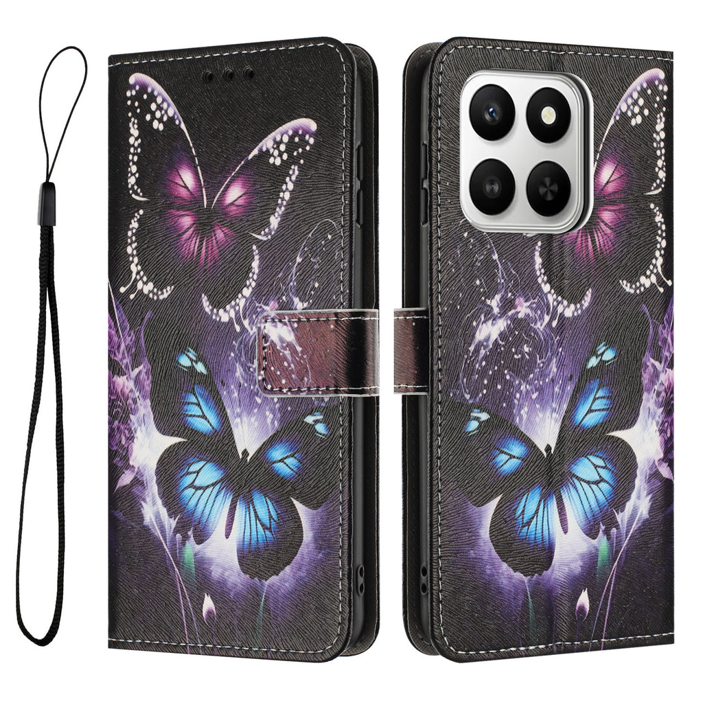 For Honor X7d 5G / Honor 400 Smart 4G Wallet Case Pattern Printing PU Leather Phone Cover with Lanyard
