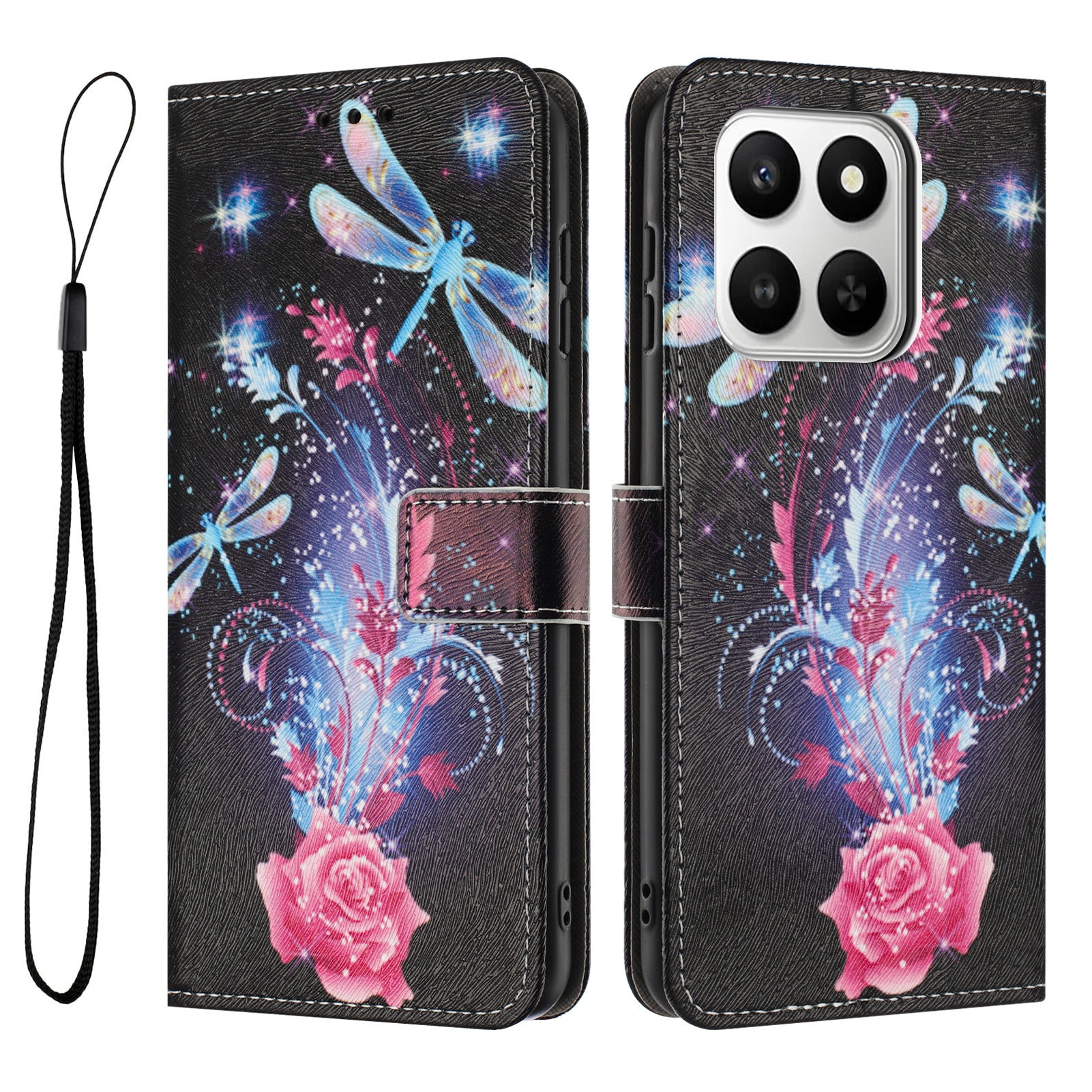 For Honor X7d 5G / Honor 400 Smart 4G Wallet Case Pattern Printing PU Leather Phone Cover with Lanyard