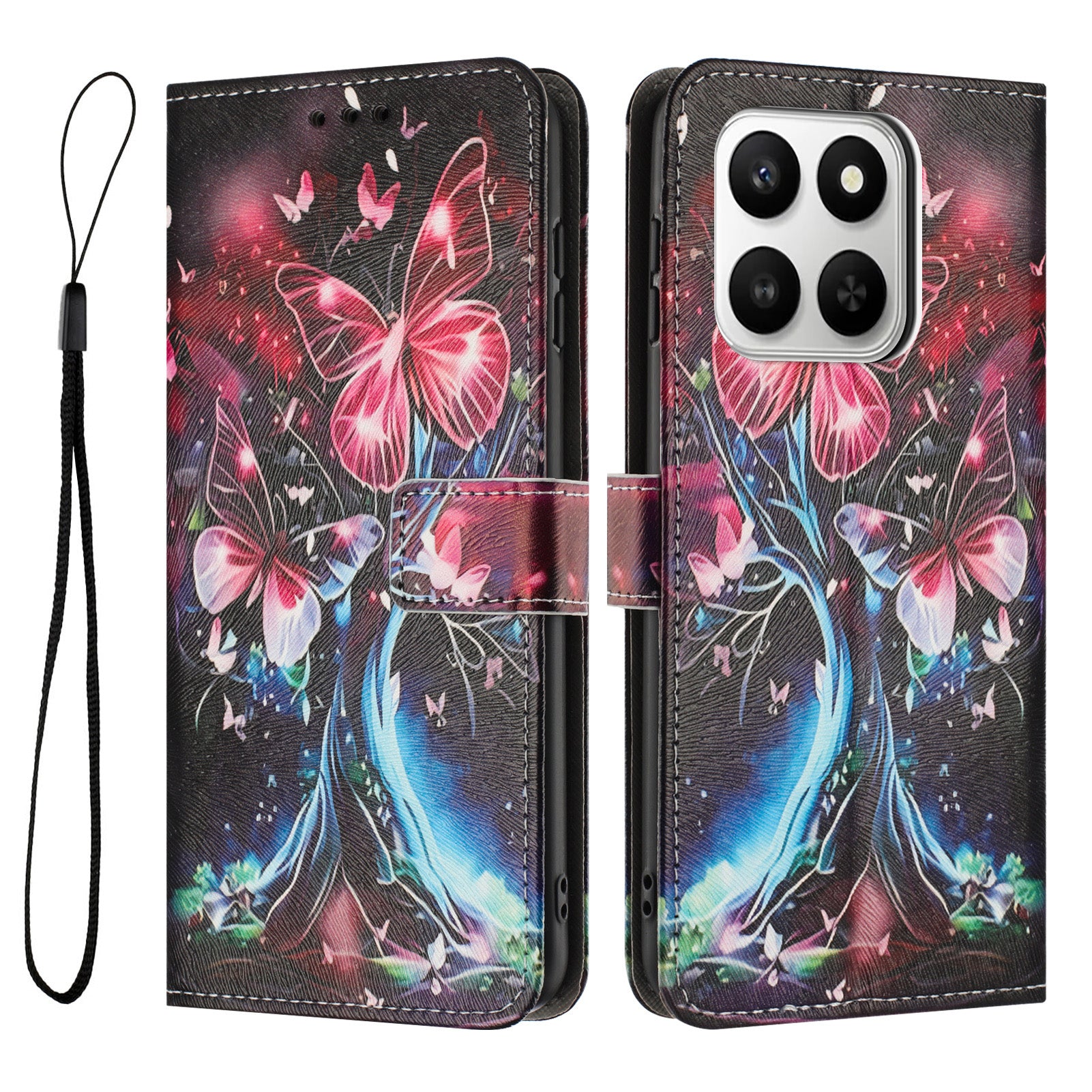 For Honor X7d 5G / Honor 400 Smart 4G Wallet Case Pattern Printing PU Leather Phone Cover with Lanyard