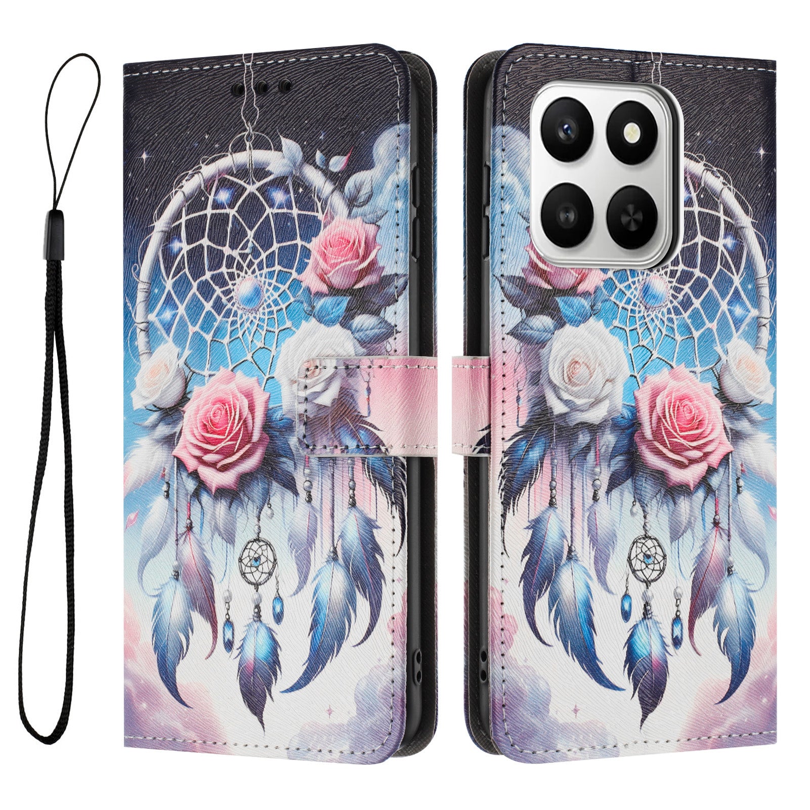 For Honor X7d 5G / Honor 400 Smart 4G Wallet Case Pattern Printing PU Leather Phone Cover with Lanyard