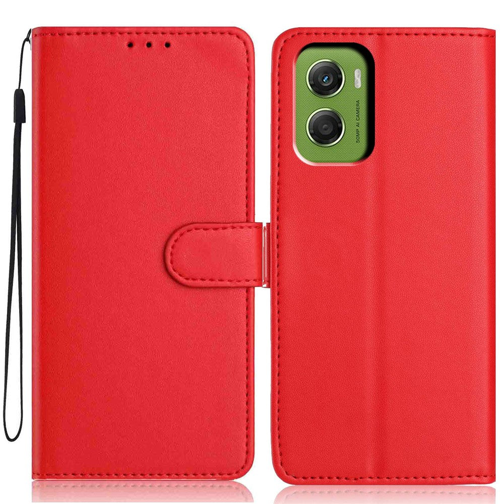 For Motorola Moto G06 Power 4G  /  G06 4G Wallet Case with Strap  /  Multiple Card Slots Solid Color Leather Stand Phone Cover