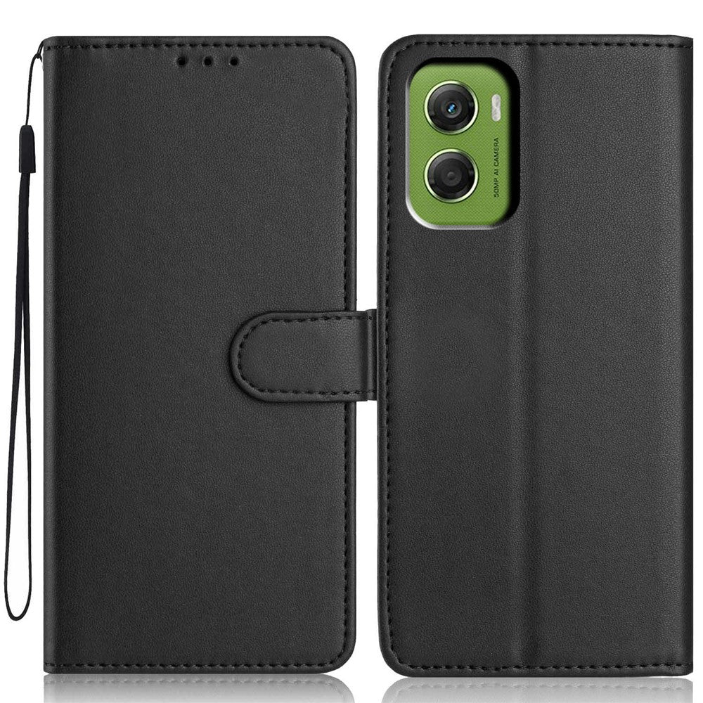 For Motorola Moto G06 Power 4G  /  G06 4G Wallet Case with Strap  /  Multiple Card Slots Solid Color Leather Stand Phone Cover