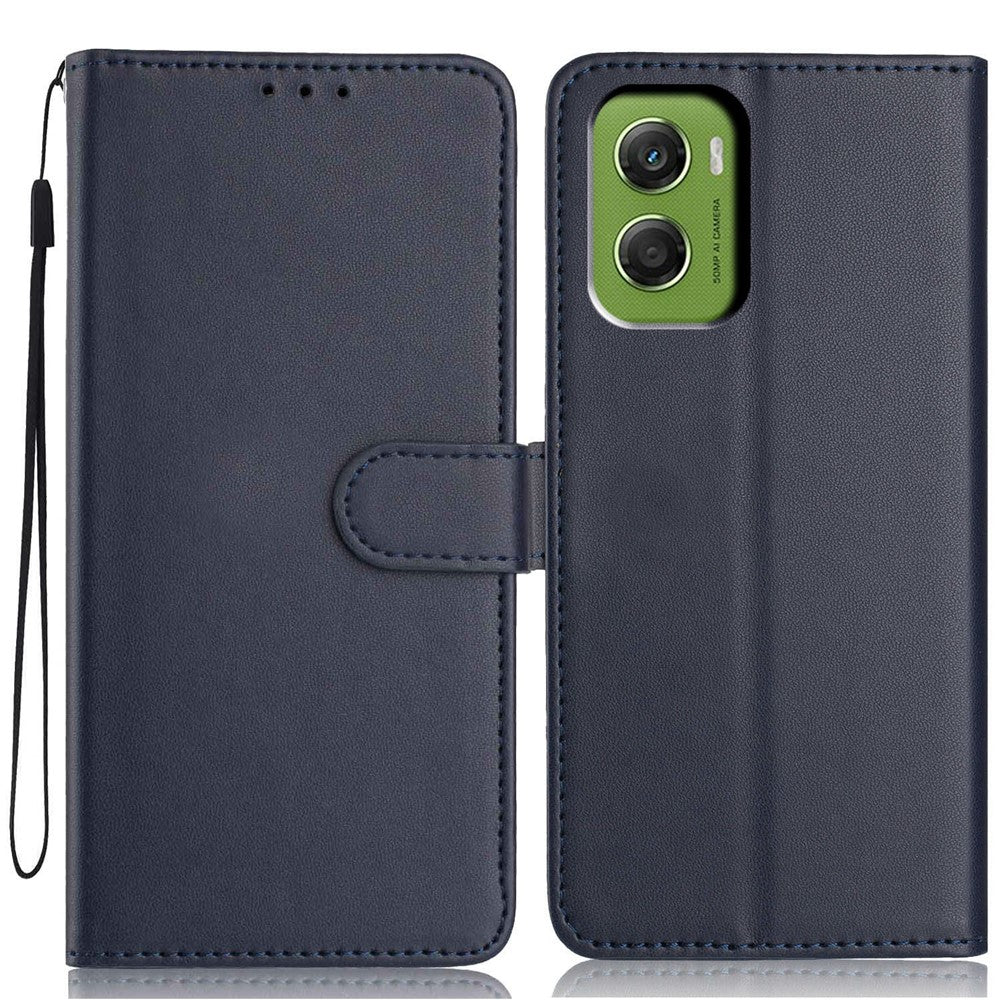 For Motorola Moto G06 Power 4G  /  G06 4G Wallet Case with Strap  /  Multiple Card Slots Solid Color Leather Stand Phone Cover