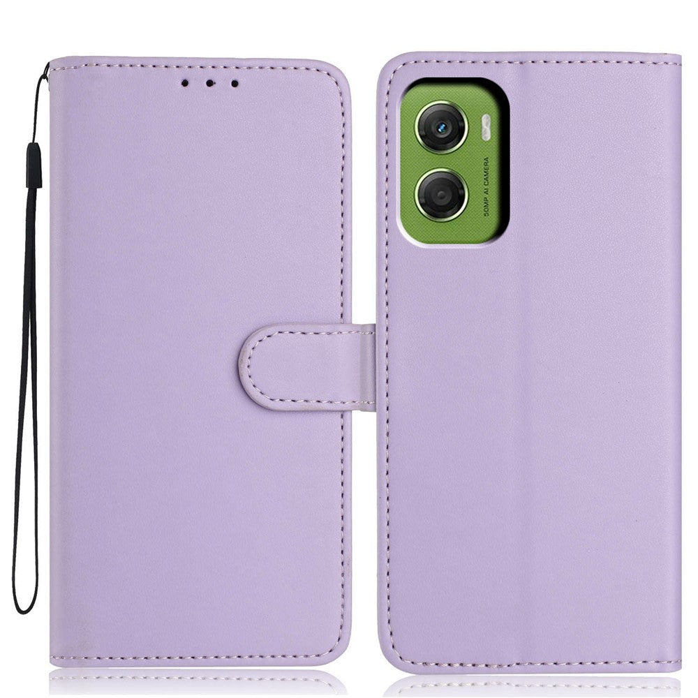 For Motorola Moto G06 Power 4G  /  G06 4G Wallet Case with Strap  /  Multiple Card Slots Solid Color Leather Stand Phone Cover