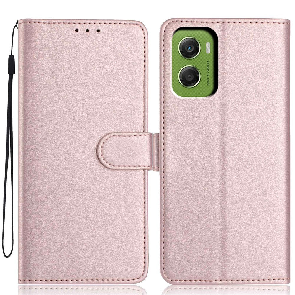 For Motorola Moto G06 Power 4G  /  G06 4G Wallet Case with Strap  /  Multiple Card Slots Solid Color Leather Stand Phone Cover