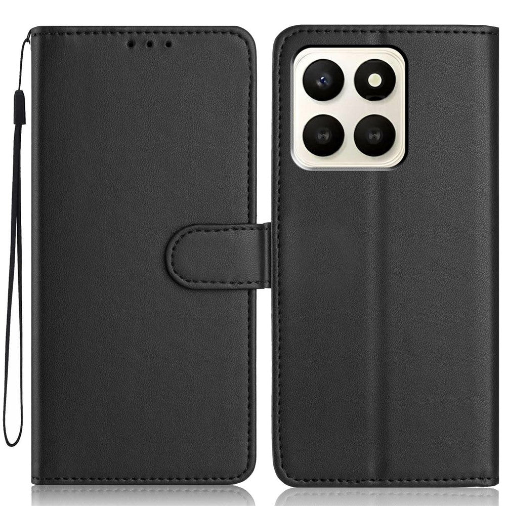 For Honor X7d 5G Wallet Case with Strap  /  Multiple Card Slots Solid Color Leather Stand Phone Cover