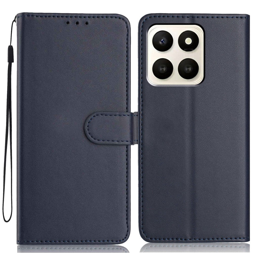 For Honor X7d 5G Wallet Case with Strap  /  Multiple Card Slots Solid Color Leather Stand Phone Cover