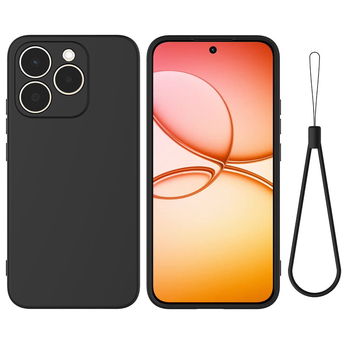 For Realme 15T 5G Liquid Silicone Case Phone Back Cover with Hand Strap