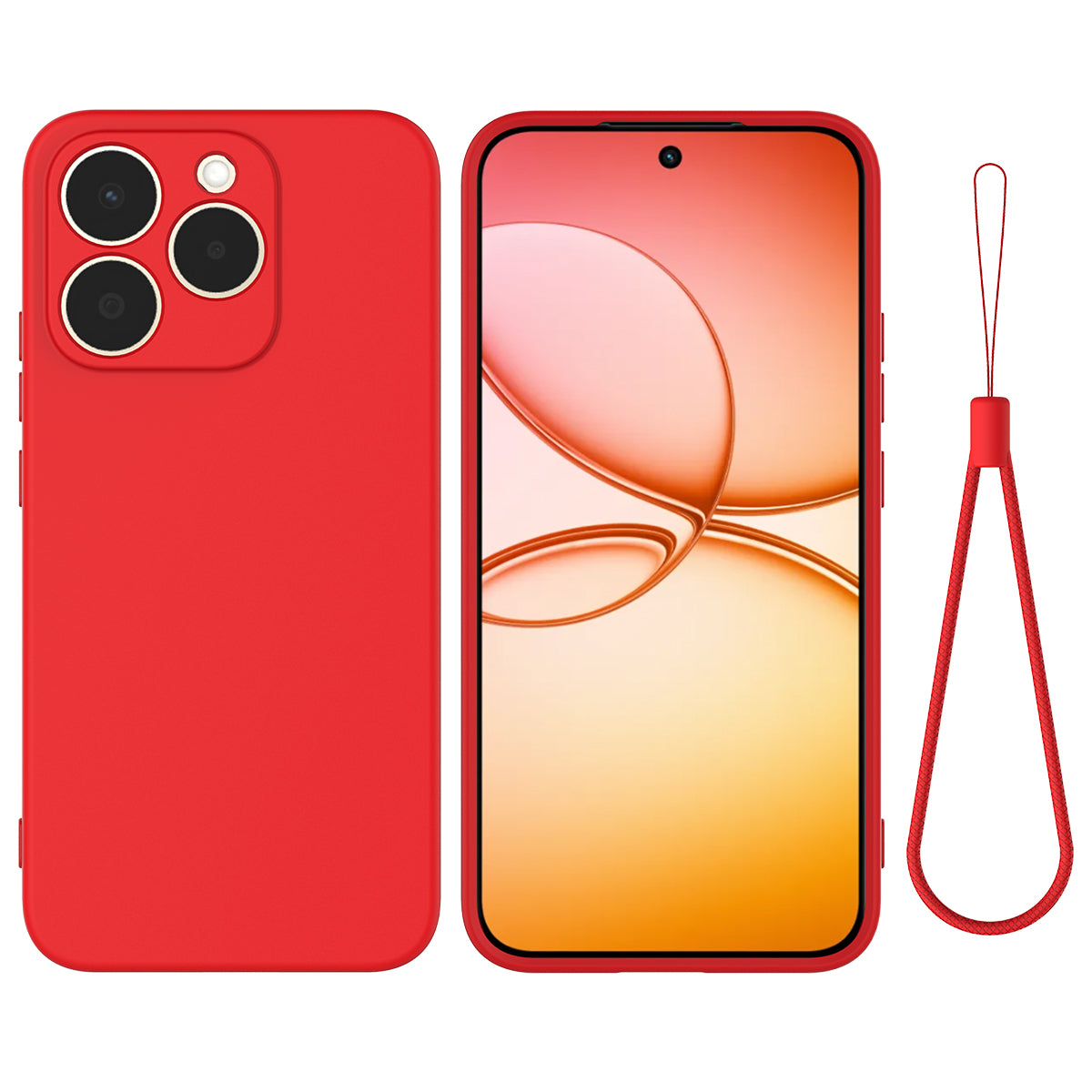 For Realme 15T 5G Liquid Silicone Case Phone Back Cover with Hand Strap