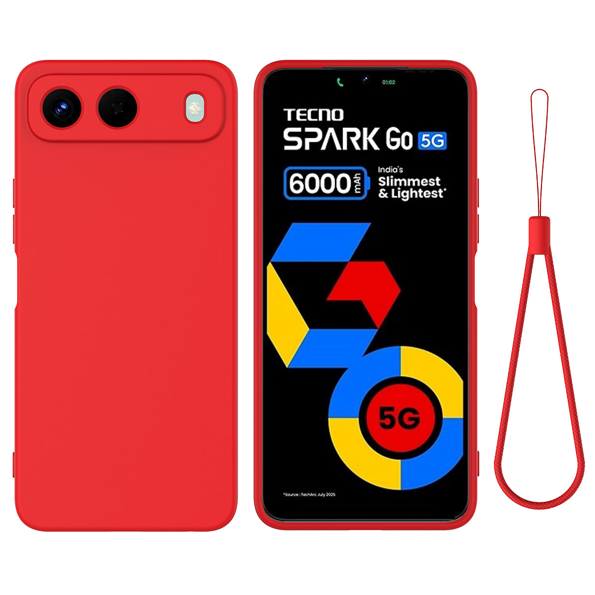 For TECNO Spark Go 5G Liquid Silicone Case Phone Back Cover with Hand Strap