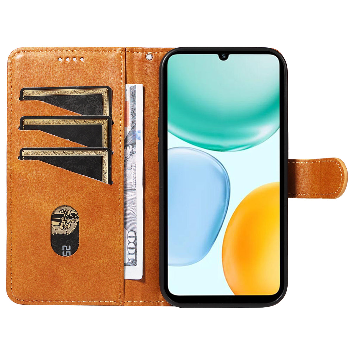 For Honor X5c Plus 4G Wallet Case T-Shape Lines Leather Phone Cover Stand