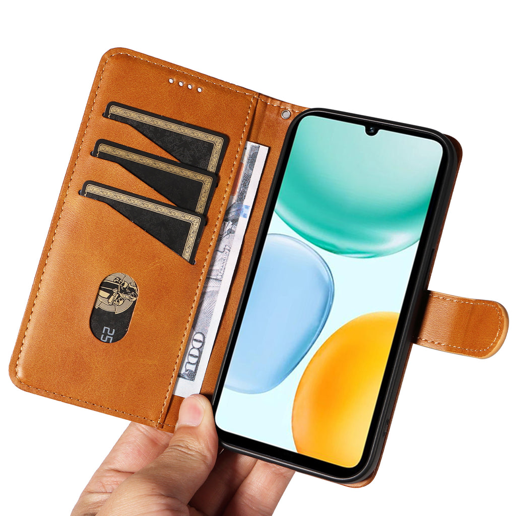 For Honor X5c Plus 4G Wallet Case T-Shape Lines Leather Phone Cover Stand