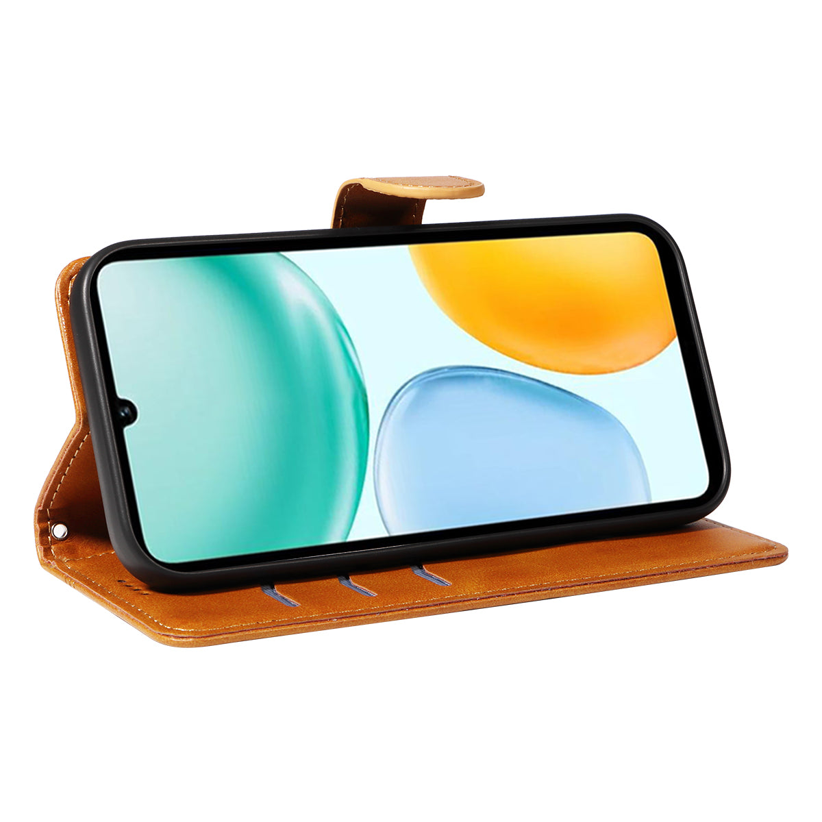 For Honor X5c Plus 4G Wallet Case T-Shape Lines Leather Phone Cover Stand