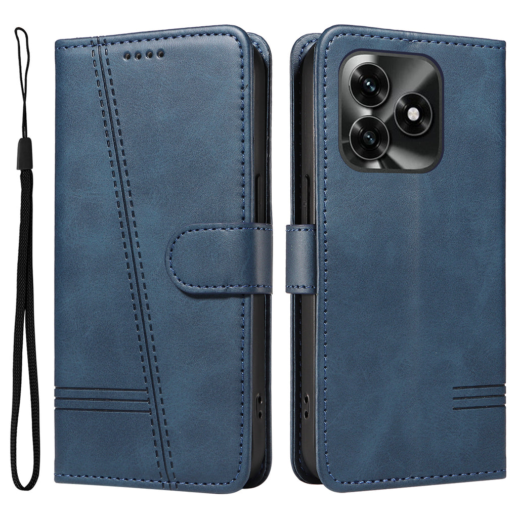 For Honor X5c Plus 4G Wallet Case T-Shape Lines Leather Phone Cover Stand