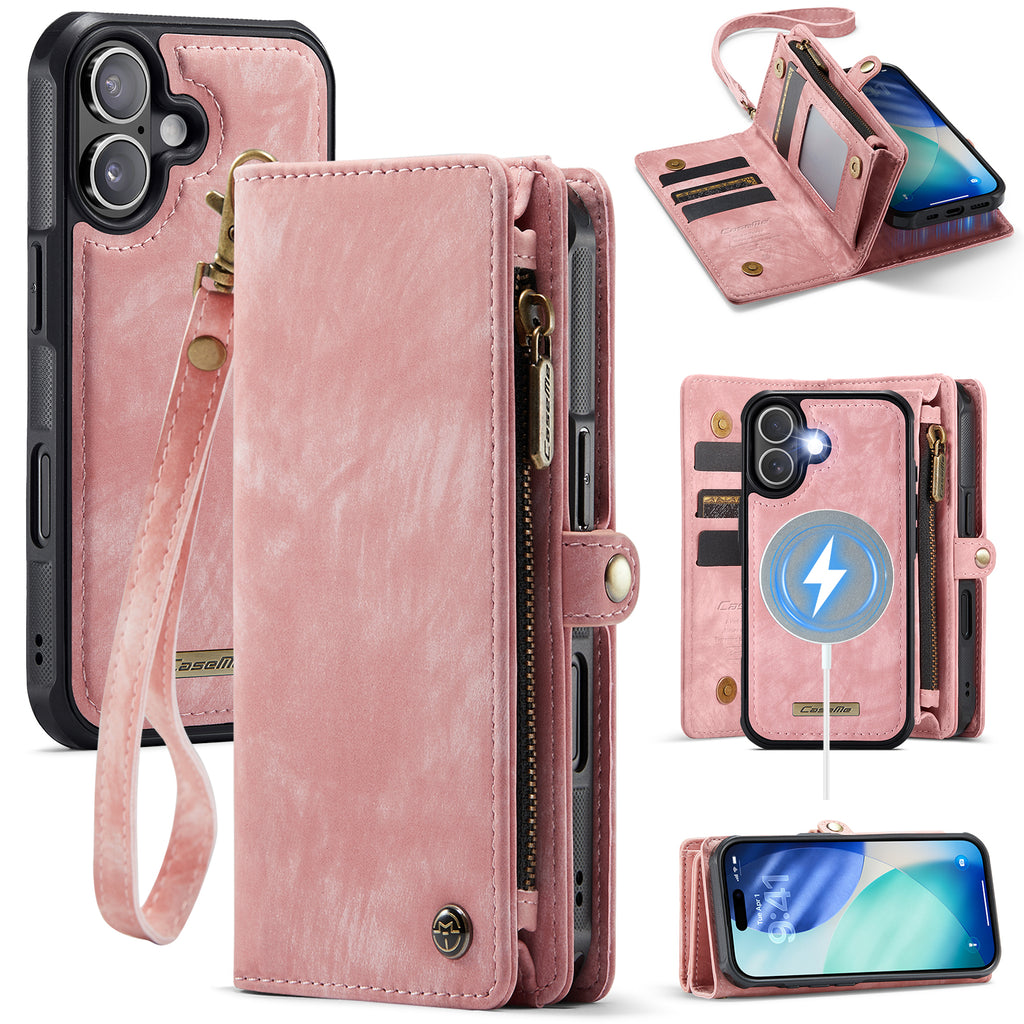 Étui pour iPhone 17 CASEME 008 en cuir avec portefeuille et dragonne amovibles