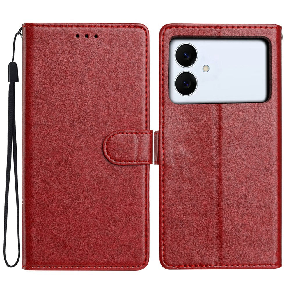 For Samsung Galaxy S26 Edge Leather Case Wallet Stand Phone Cover with Handy Strap