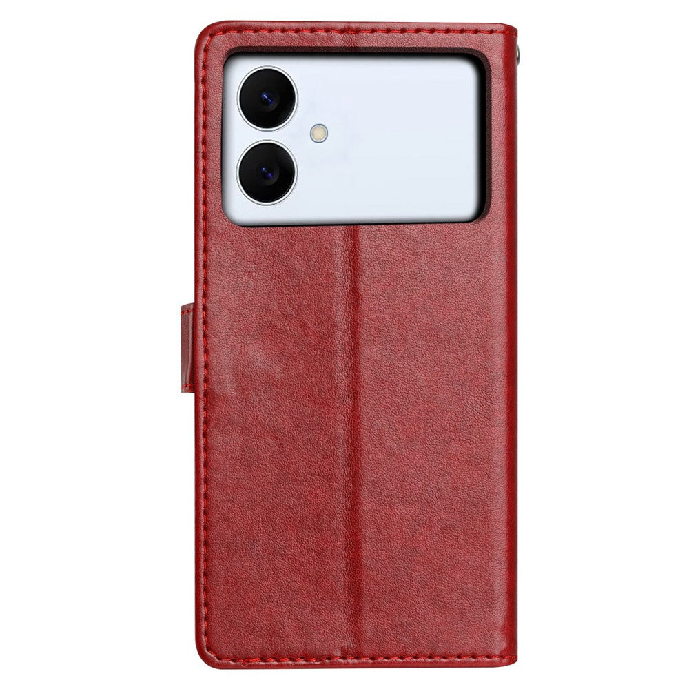 For Samsung Galaxy S26 Edge Leather Case Wallet Stand Phone Cover with Handy Strap