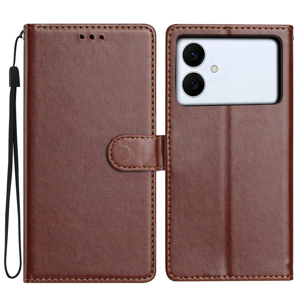 For Samsung Galaxy S26 Edge Leather Case Wallet Stand Phone Cover with Handy Strap