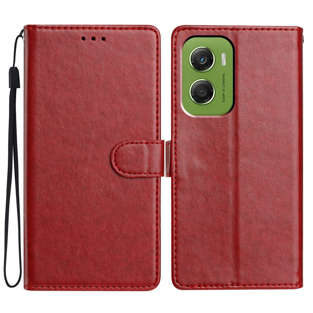 For Motorola Moto G06 4G Leather Case Wallet Stand Phone Cover with Handy Strap