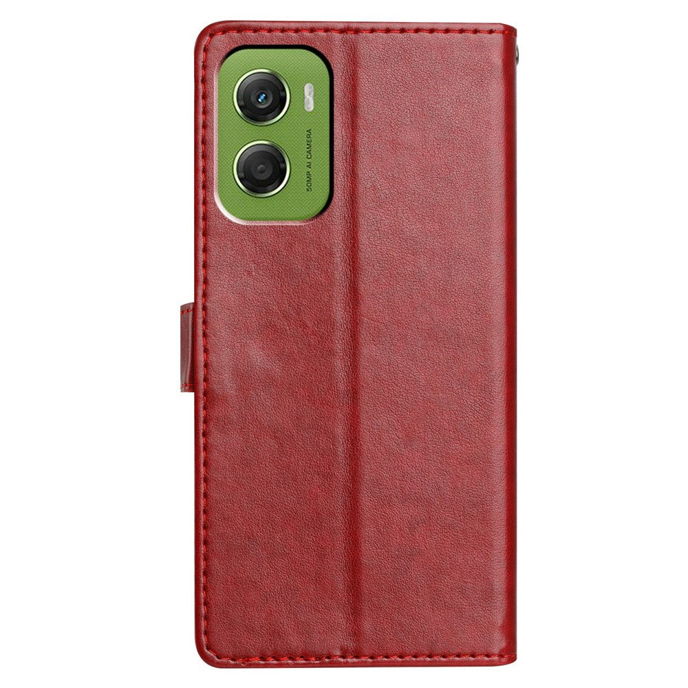 For Motorola Moto G06 4G Leather Case Wallet Stand Phone Cover with Handy Strap