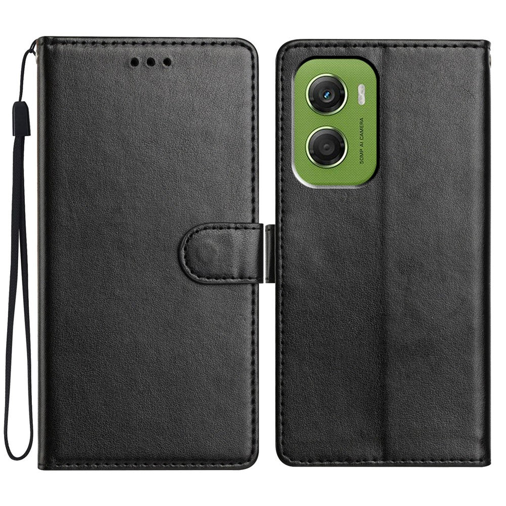 For Motorola Moto G06 4G Leather Case Wallet Stand Phone Cover with Handy Strap