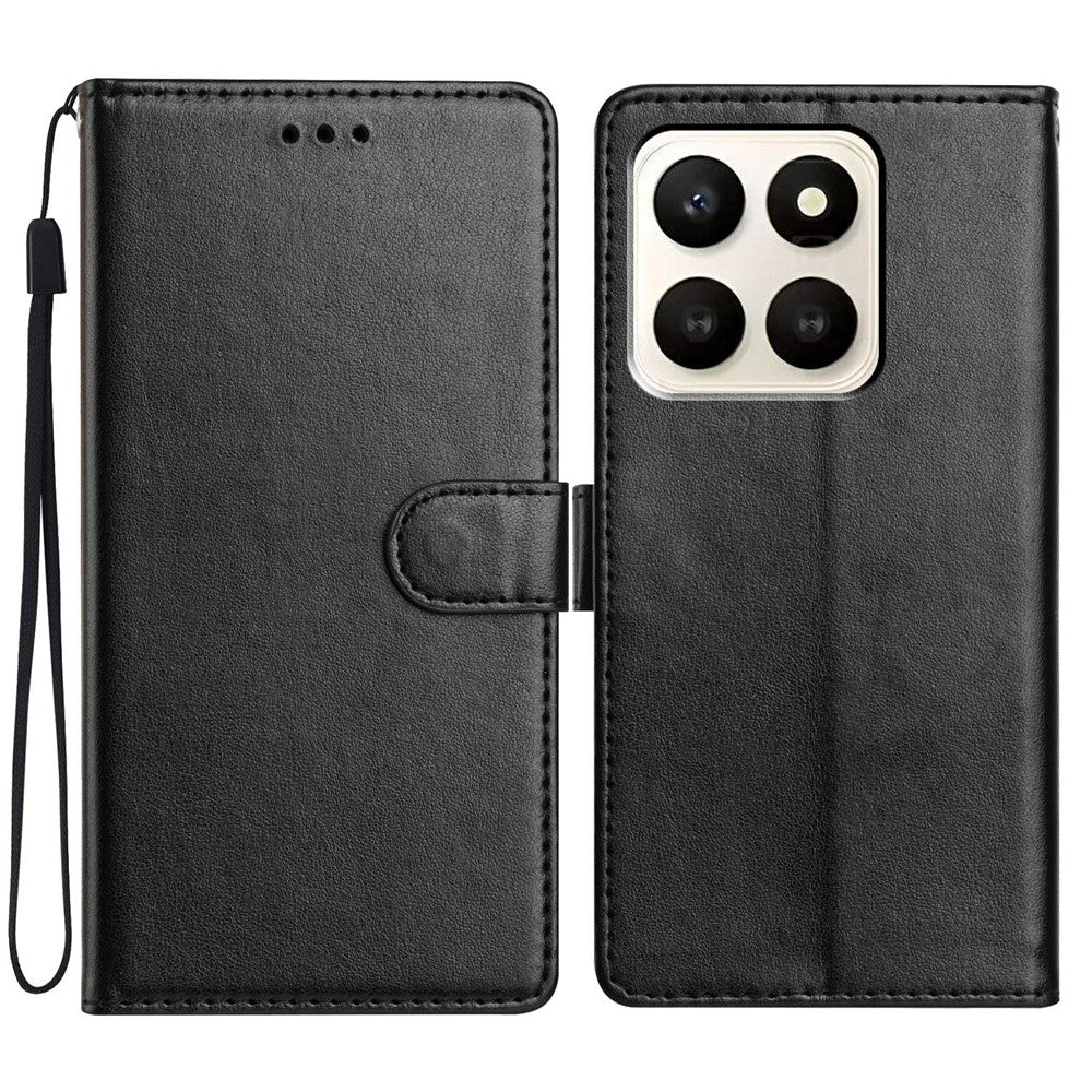 For Honor X7d 5G Leather Case Wallet Stand Phone Cover with Handy Strap