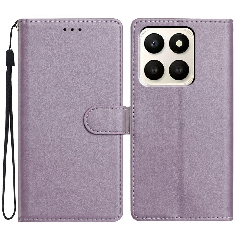 For Honor X7d 5G Leather Case Wallet Stand Phone Cover with Handy Strap