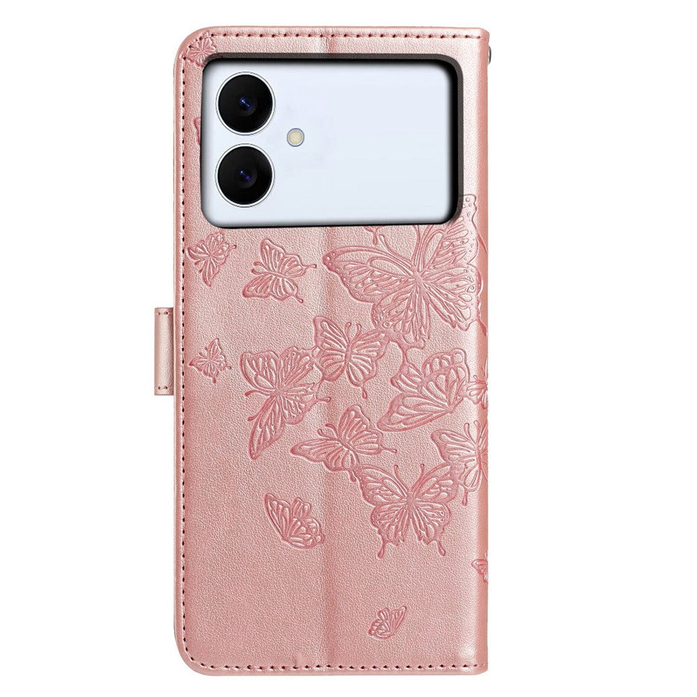 For Samsung Galaxy S26 Edge Case Butterfly Imprinted Wallet Stand PU Leather Flip Phone Cover with Strap