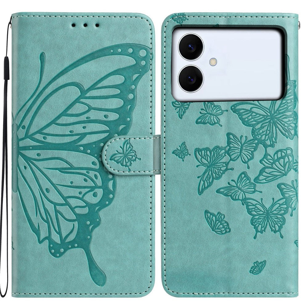 Funda tipo cartera con soporte y correa para Samsung Galaxy S26 Edge, con estampado de mariposa. Fabricada en piel sintética.