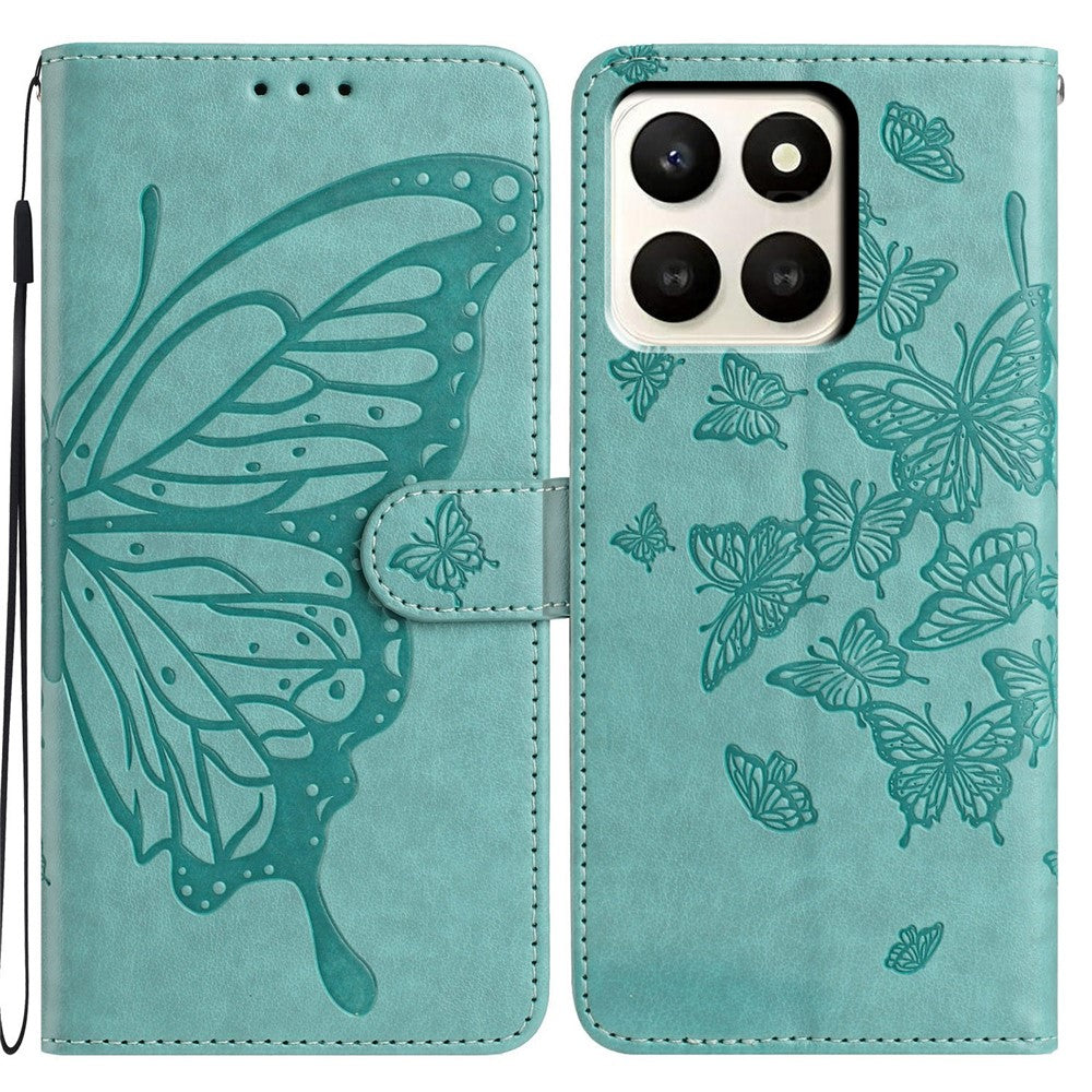 For Honor X7d 5G Case Butterfly Imprinted Wallet Stand PU Leather Flip Phone Cover with Strap