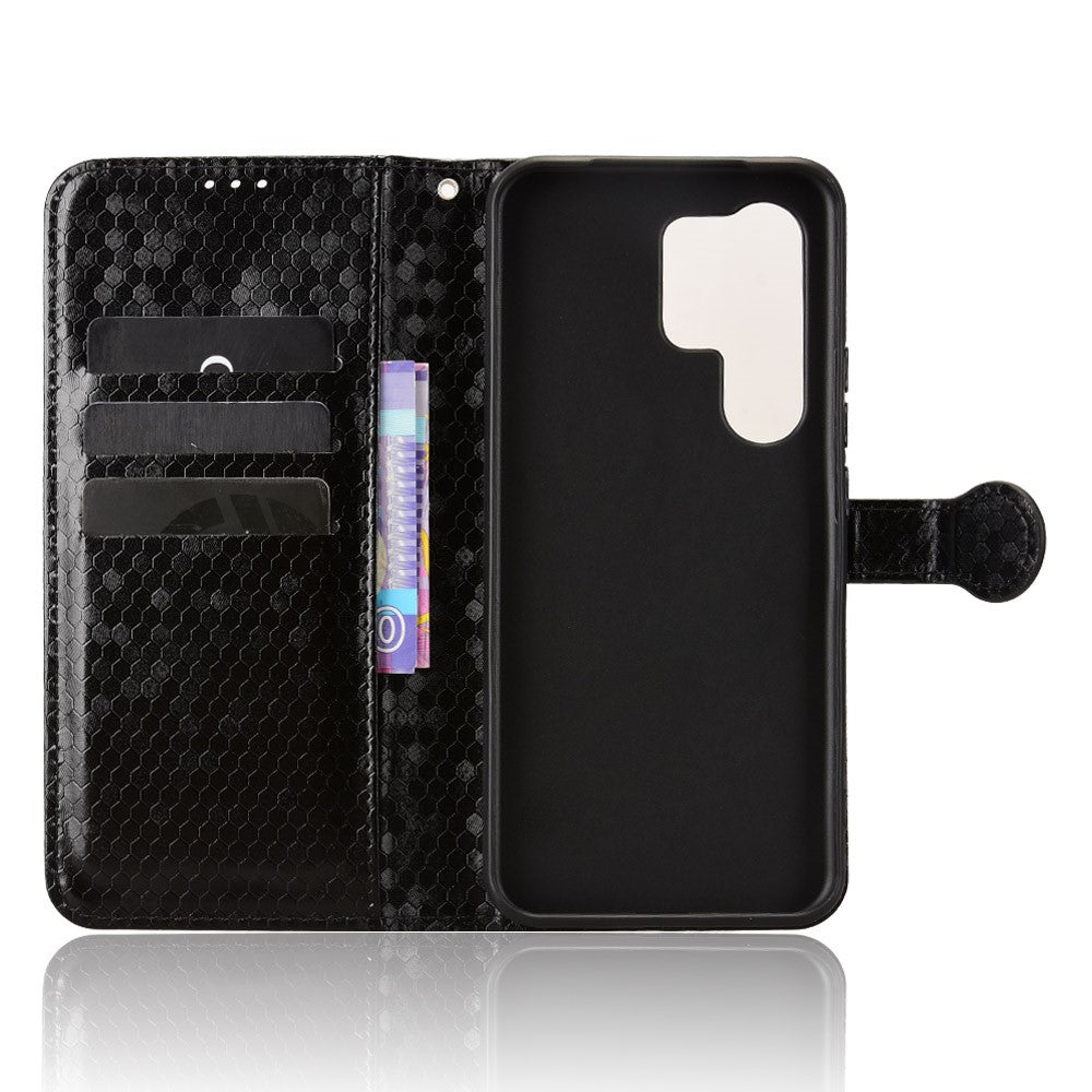 For itel Super 26 Ultra Wallet Case Dot Pattern Imprint PU Leather Phone Cover with Wrist Strap
