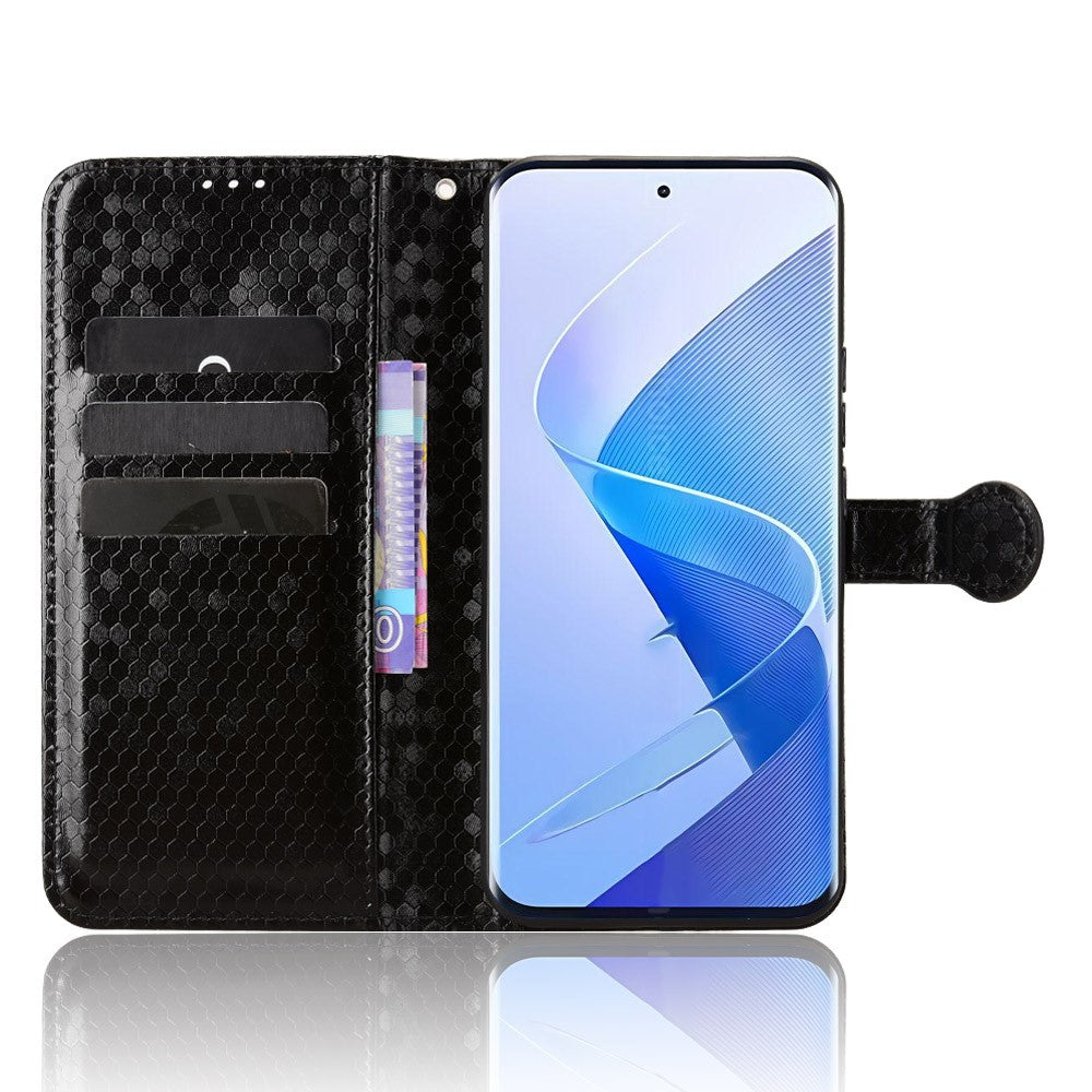 For itel Super 26 Ultra Wallet Case Dot Pattern Imprint PU Leather Phone Cover with Wrist Strap