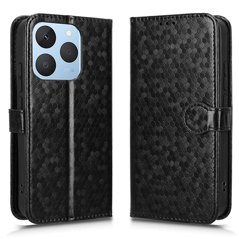 For Realme 15T 5G Wallet Case Dot Pattern Imprint PU Leather Phone Cover with Wrist Strap