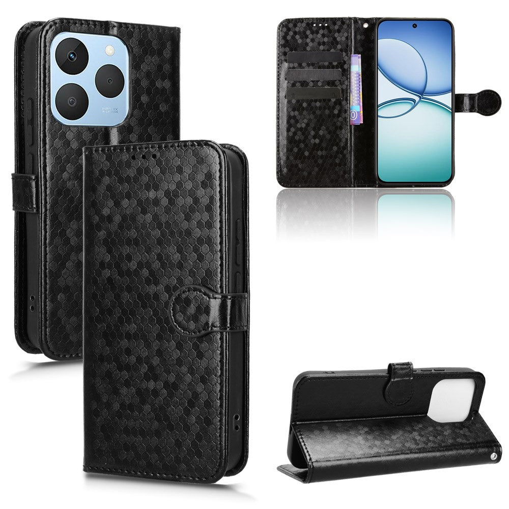 For Realme 15T 5G Wallet Case Dot Pattern Imprint PU Leather Phone Cover with Wrist Strap