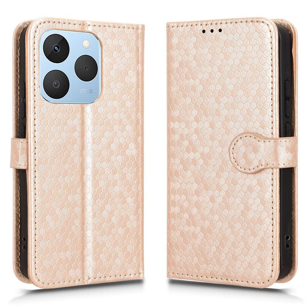 For Realme 15T 5G Wallet Case Dot Pattern Imprint PU Leather Phone Cover with Wrist Strap