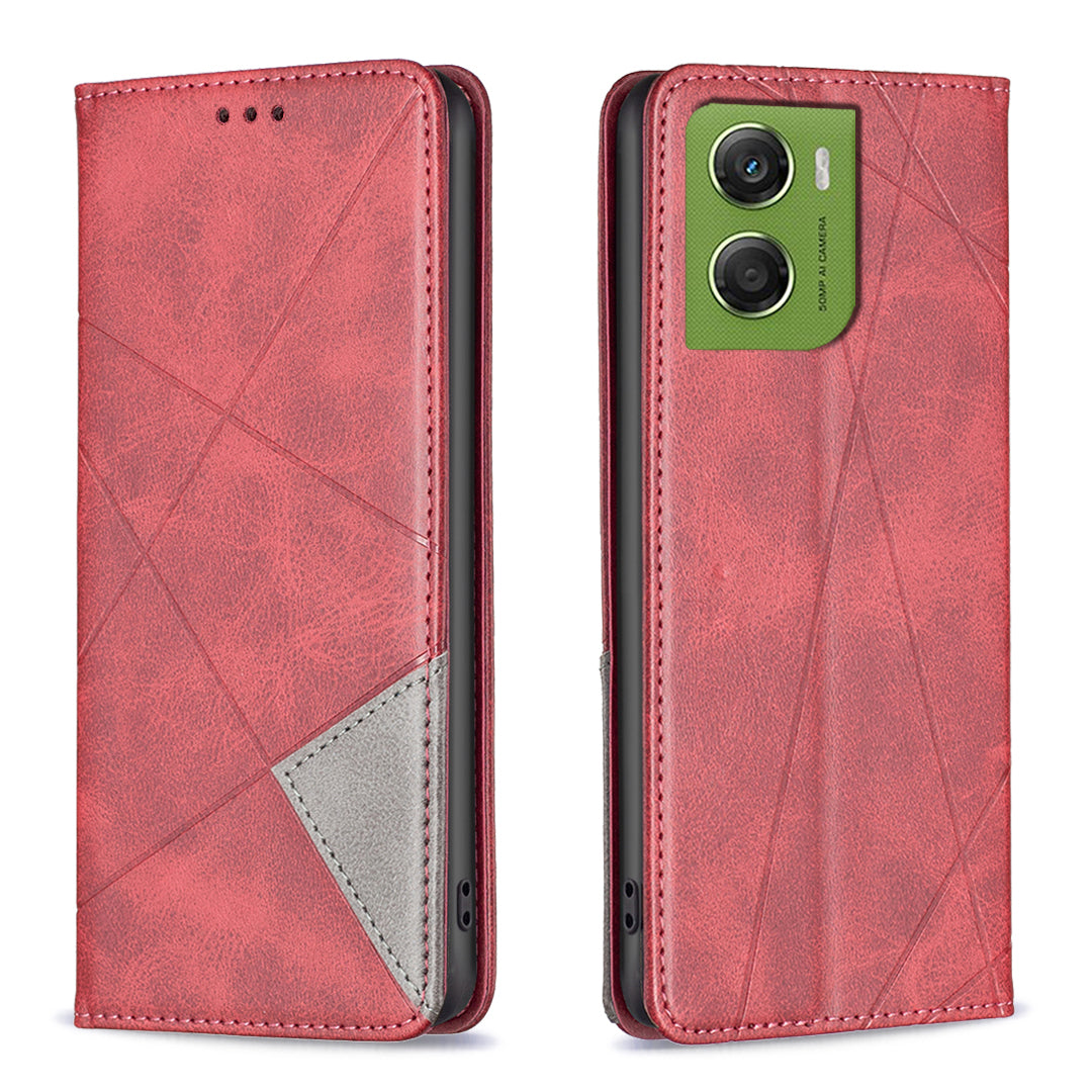 For Motorola Moto G06 4G Case Card Slots Geometry Imprint Leather Phone Cover