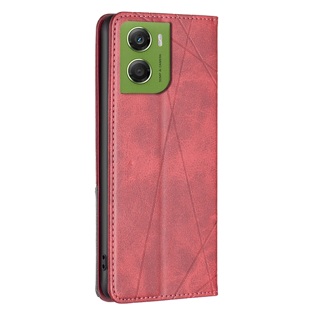 For Motorola Moto G06 4G Case Card Slots Geometry Imprint Leather Phone Cover