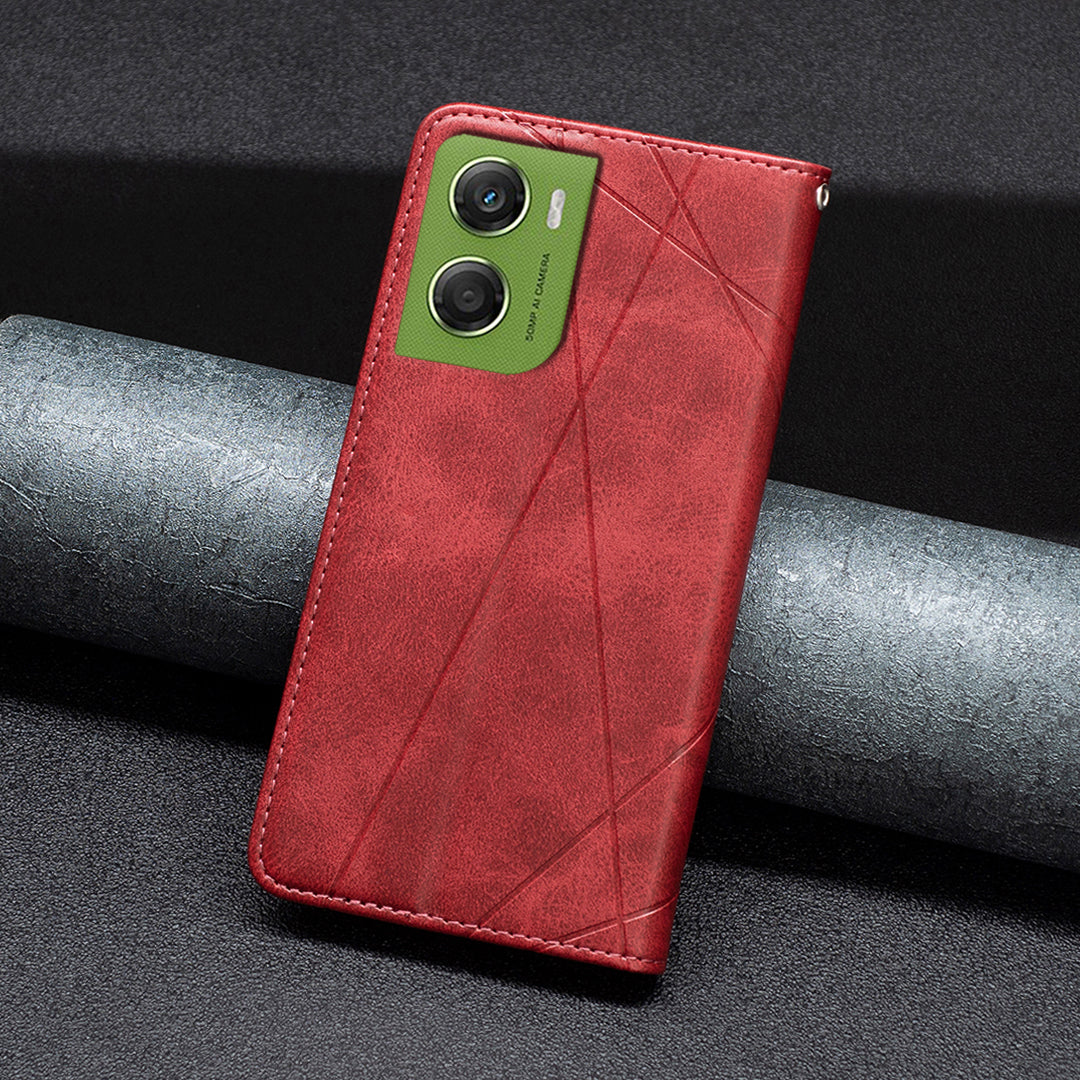 For Motorola Moto G06 4G Case Card Slots Geometry Imprint Leather Phone Cover