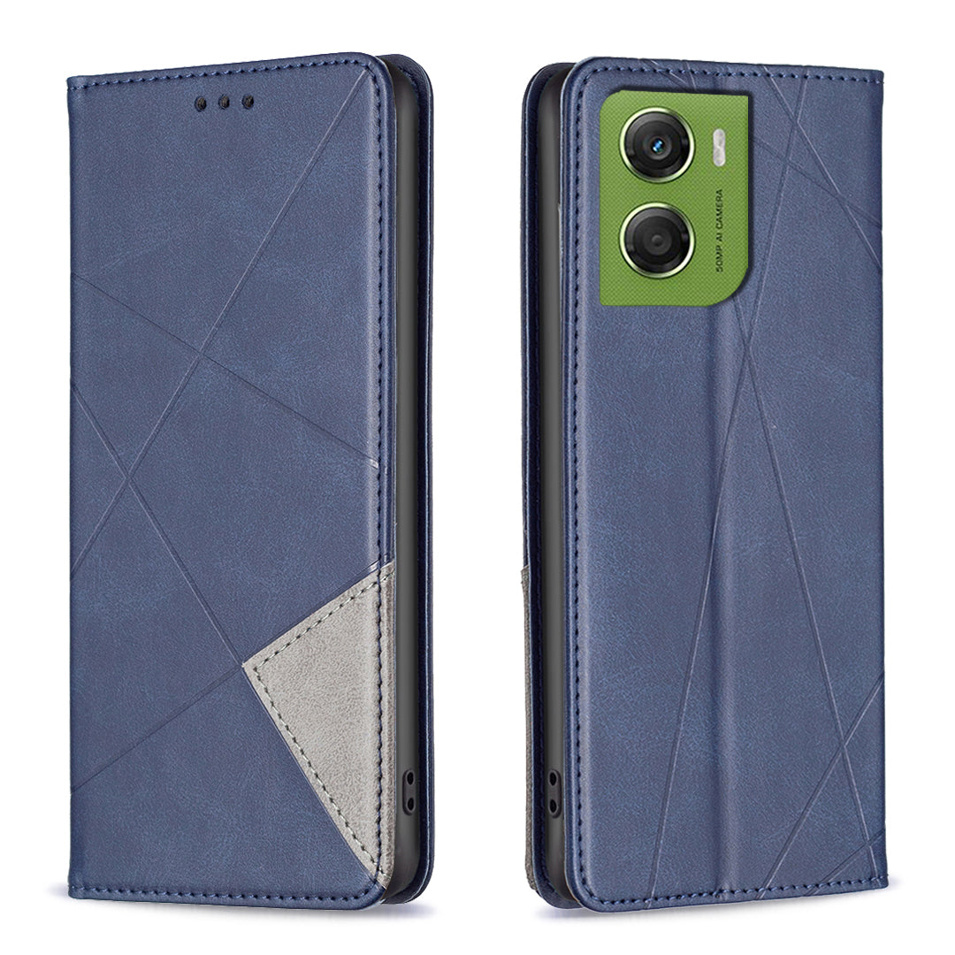 For Motorola Moto G06 4G Case Card Slots Geometry Imprint Leather Phone Cover