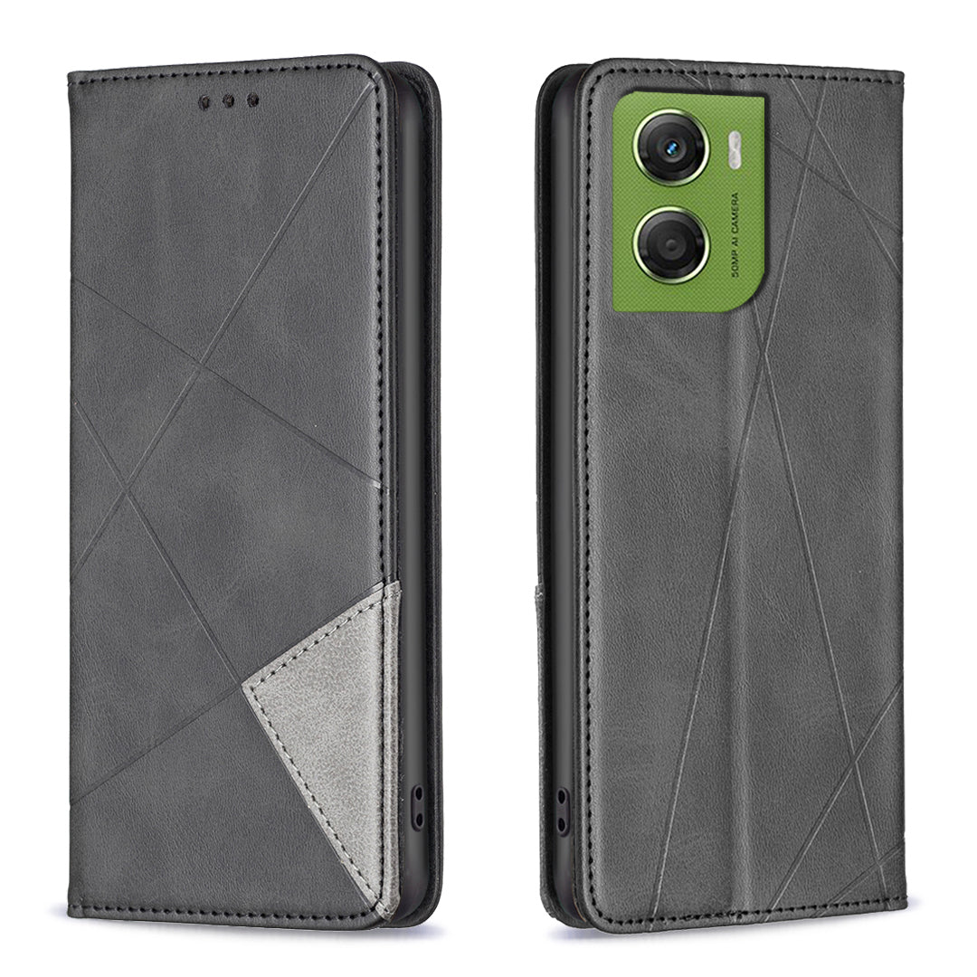 For Motorola Moto G06 4G Case Card Slots Geometry Imprint Leather Phone Cover