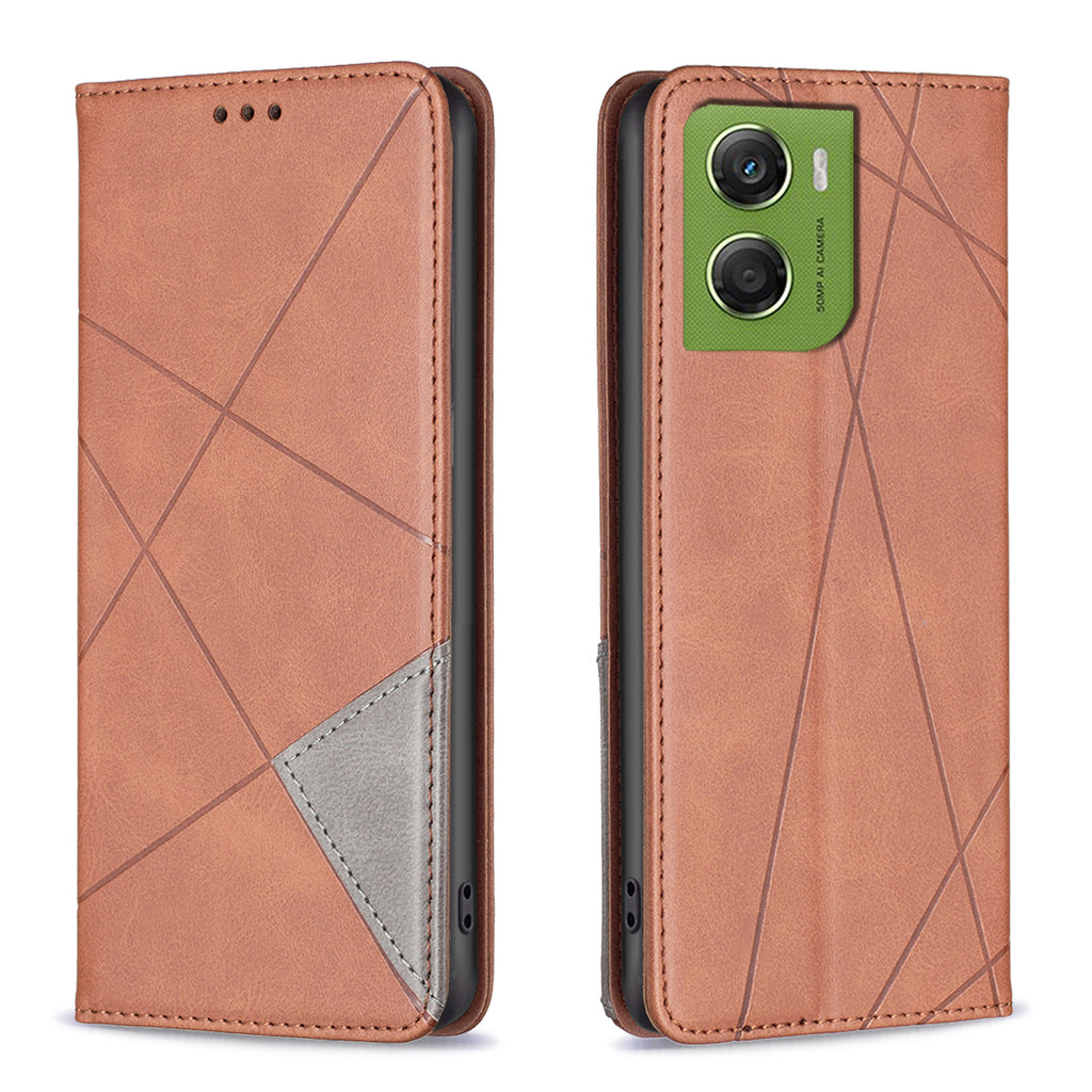For Motorola Moto G06 4G Case Card Slots Geometry Imprint Leather Phone Cover
