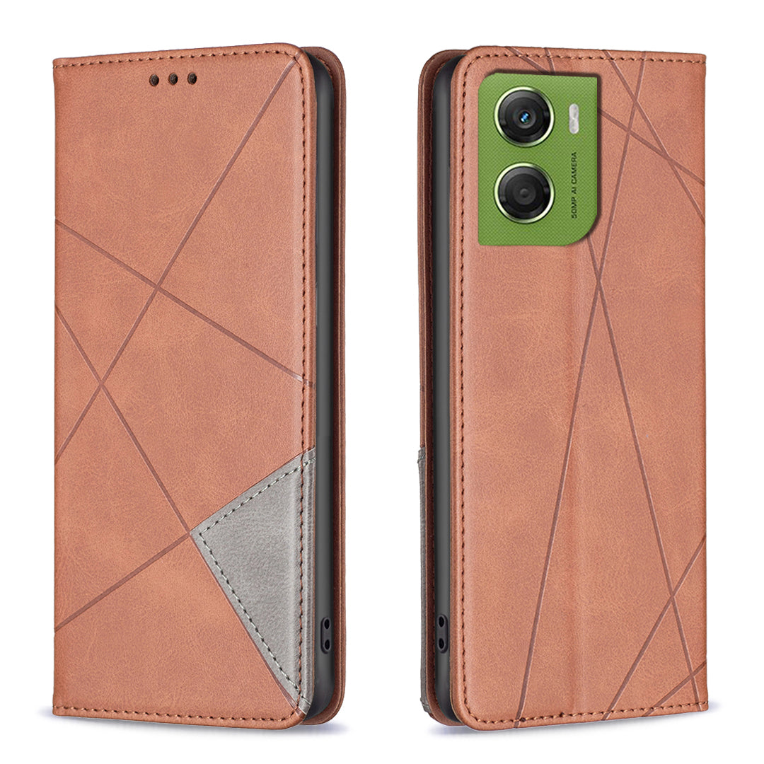 For Motorola Moto G06 4G Case Card Slots Geometry Imprint Leather Phone Cover
