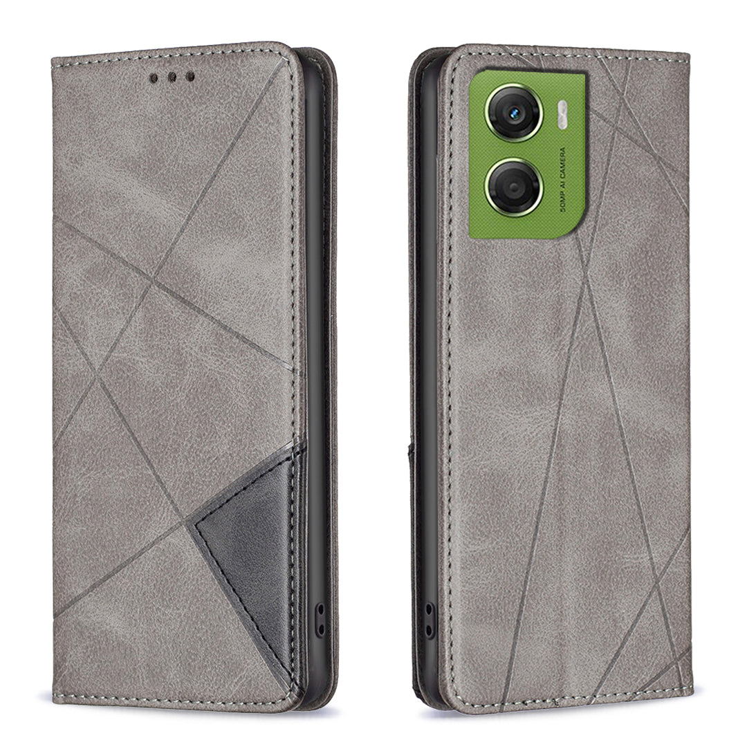 For Motorola Moto G06 4G Case Card Slots Geometry Imprint Leather Phone Cover