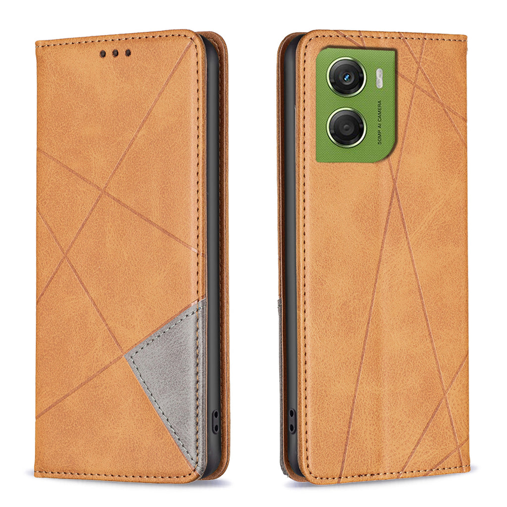 For Motorola Moto G06 4G Case Card Slots Geometry Imprint Leather Phone Cover